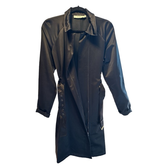 JustFab - Belted Satin 1/4 Length Trench Jacket - Picture 7 of 15